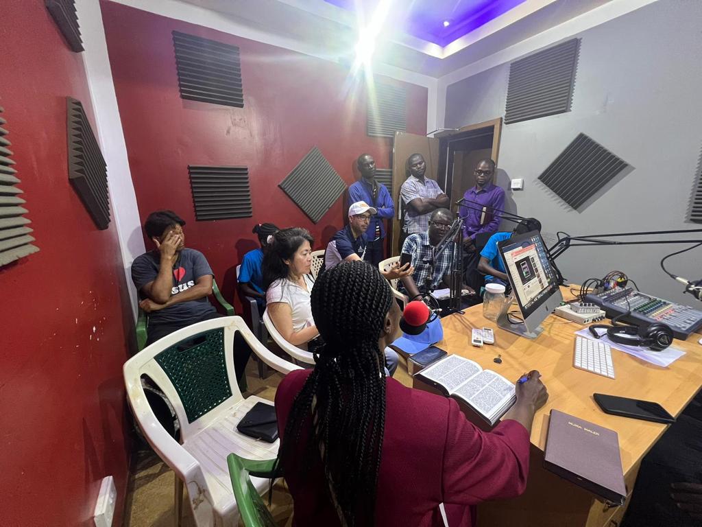 une 16 2023 - visit to Tarumbeta radio station sharing our mission with hundreds  of listeners